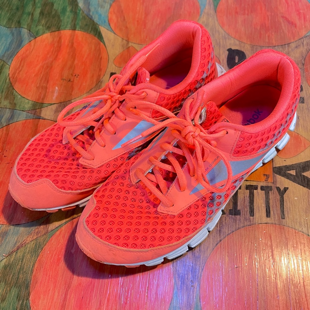 Reebok Realflex Smoothflex Cushrun Women’s Sz 11 Orange White Silver Running